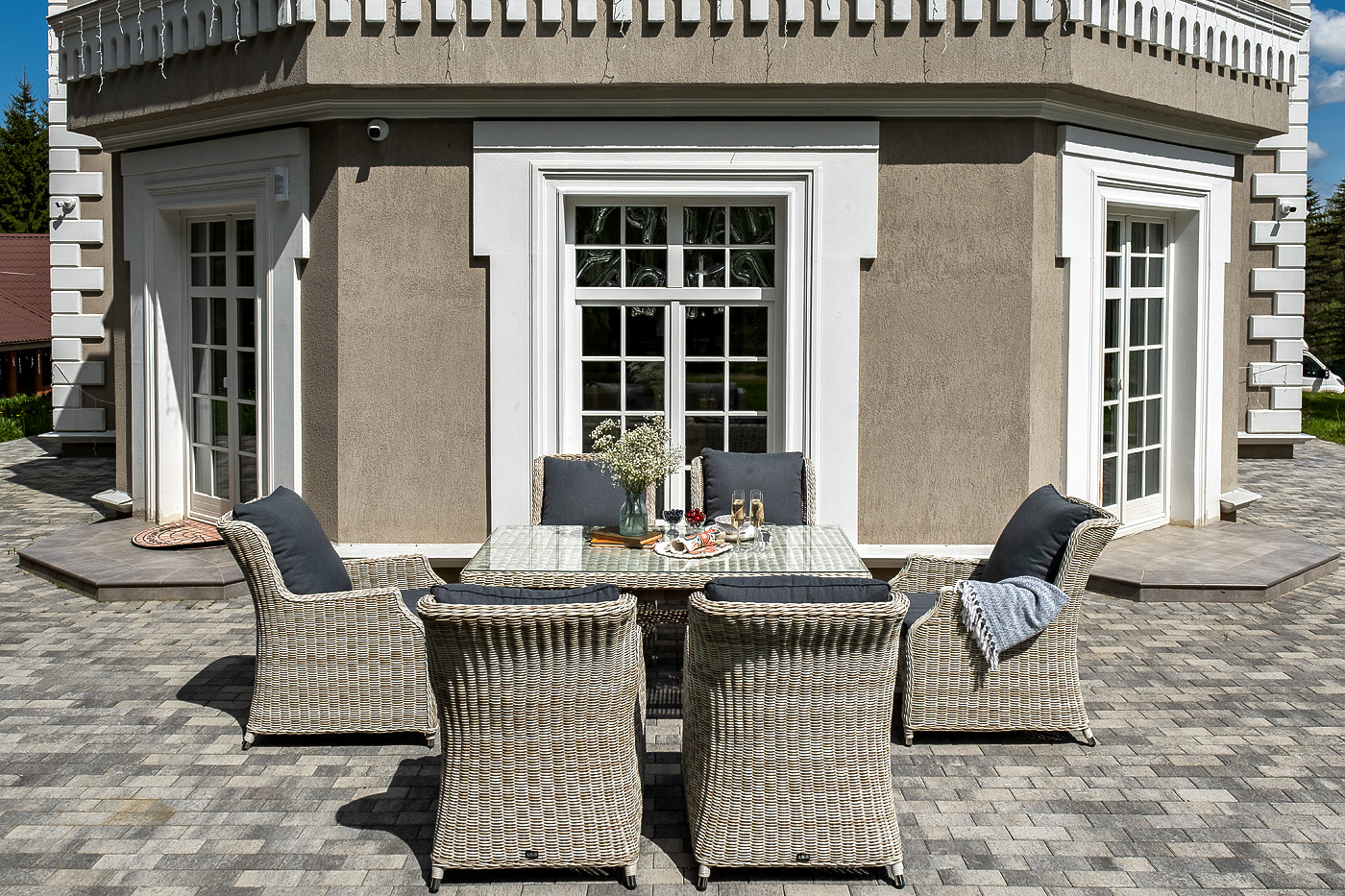 фото "неаполь" обеденная группа плетеная из искусственного ротанга, цвет соломенный