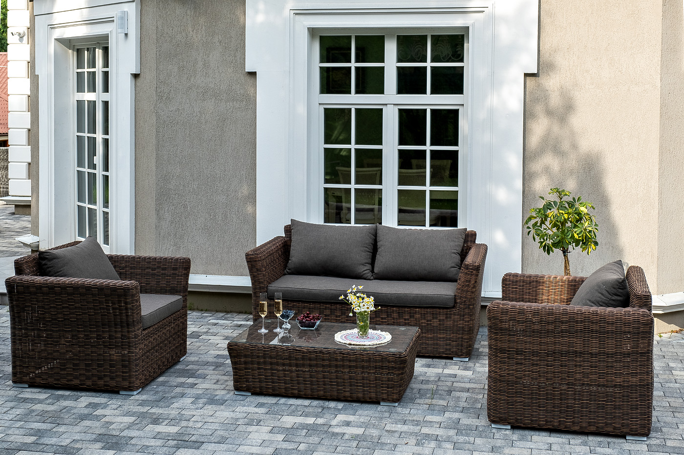 фото "капучино сингл" лаунж-зона из искусственного ротанга, цвет коричневый