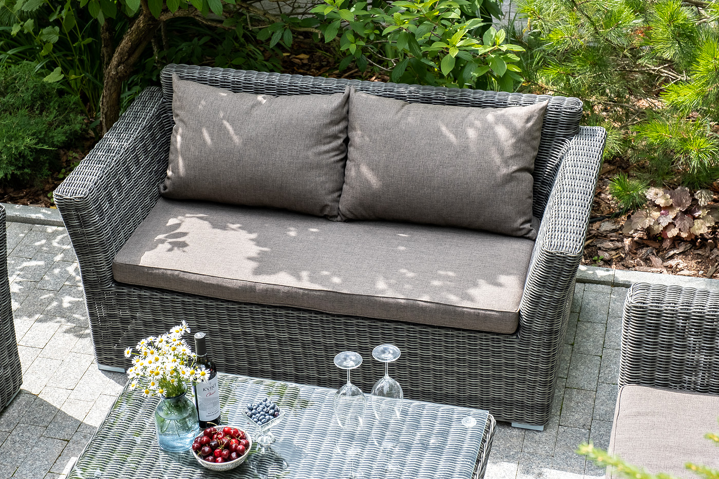 фото "капучино сингл" лаунж-зона из искусственного ротанга, цвет графит