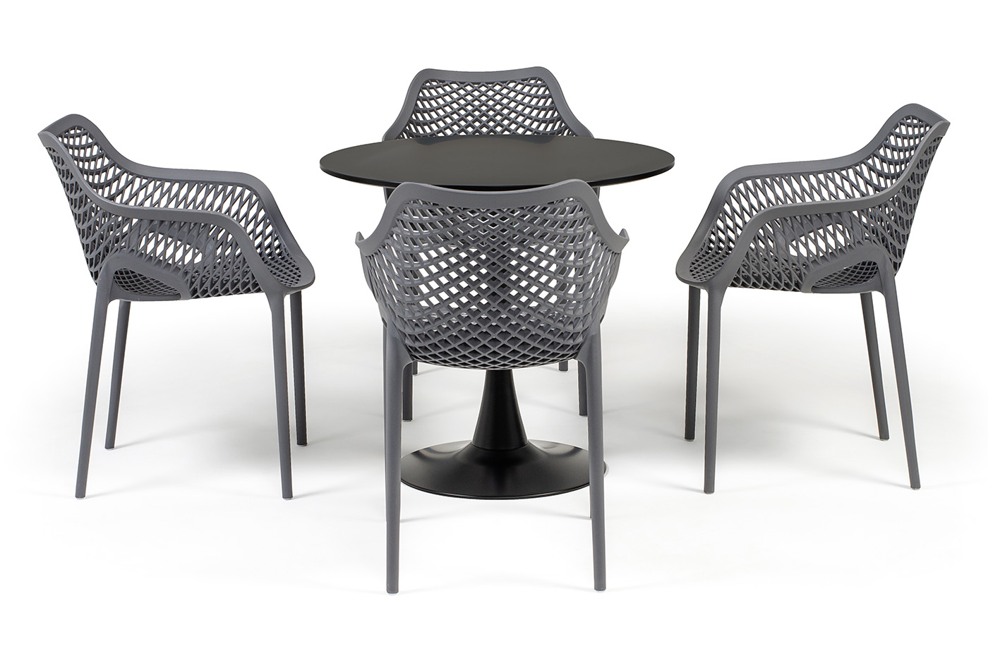 фото "беллини" обеденная группа на 4 персоны, цвет темно-серый