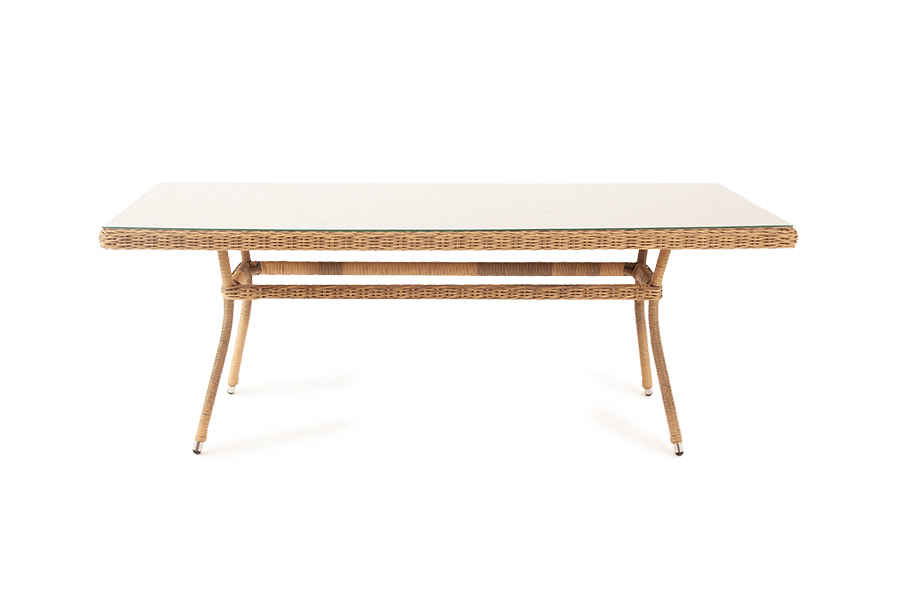 фото "латте" плетеный стол из искусственного ротанга 160х90см, цвет соломенный