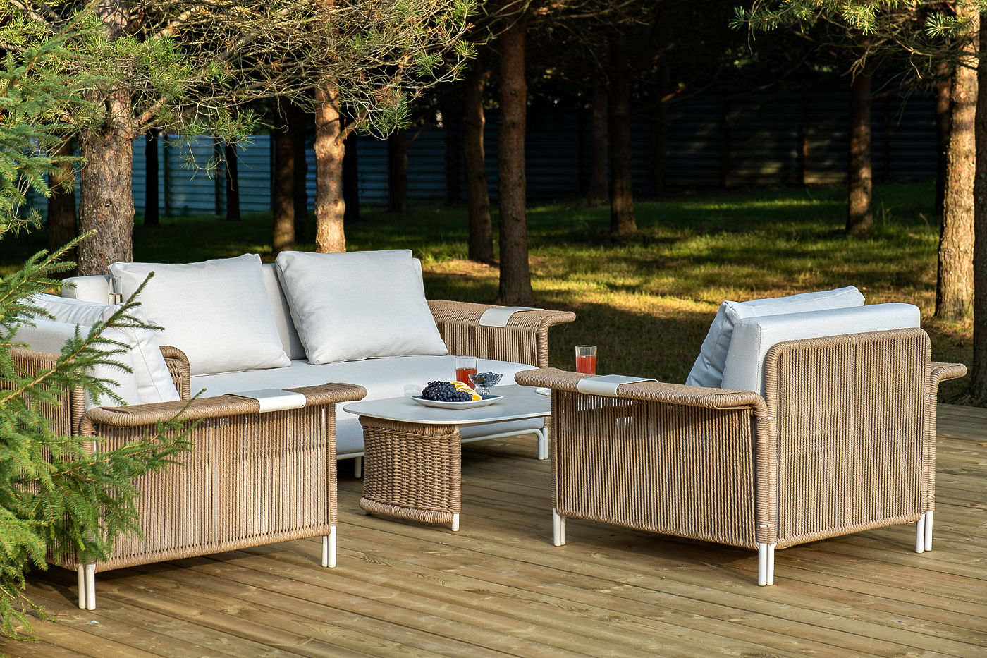 фото "мальдивы" лаунж-зона из искусственного ротанга, цвет соломенный (к)