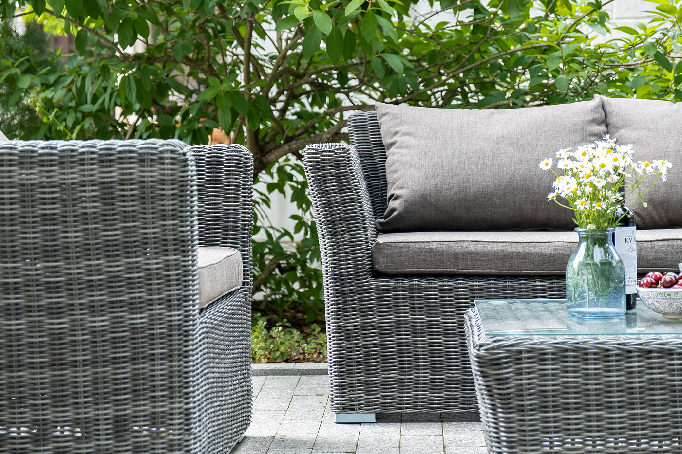 фото "капучино сингл" лаунж-зона из искусственного ротанга, цвет графит