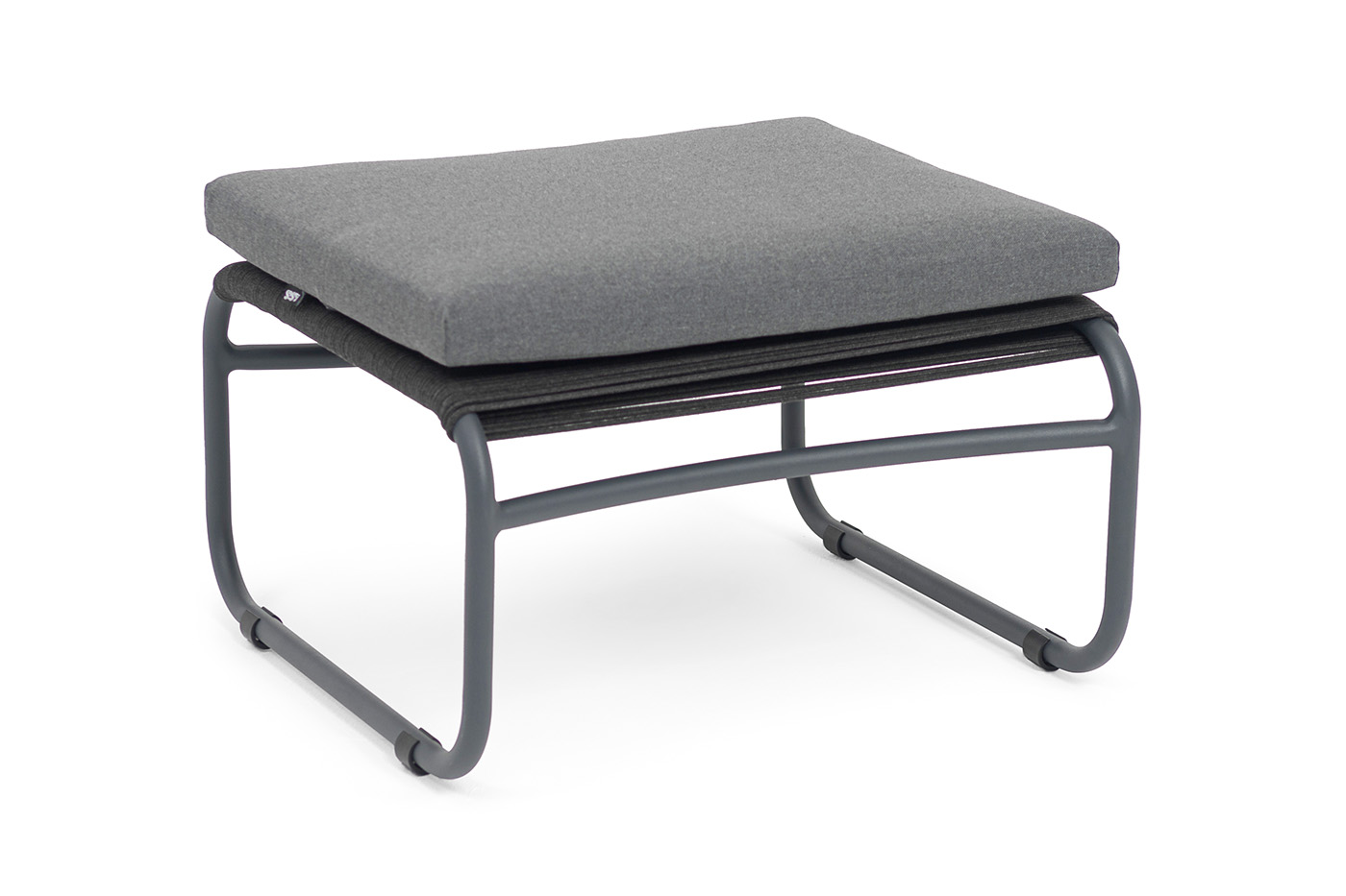 фото "ането" пуф плетеный из роупа, каркас алюминий темно-серый (ral7024) муар, роуп темно-серый круглый