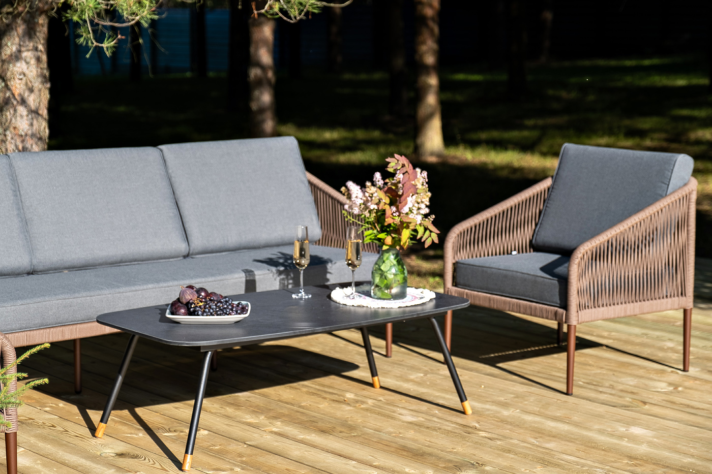 фото "канны" лаунж-зона 5-местная плетеная из роупа (веревки), роуп коричневый