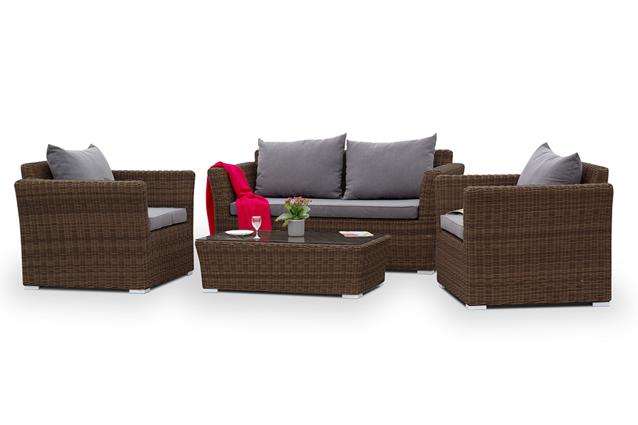 фото "капучино" диван из искусственного ротанга двухместный, цвет коричневый