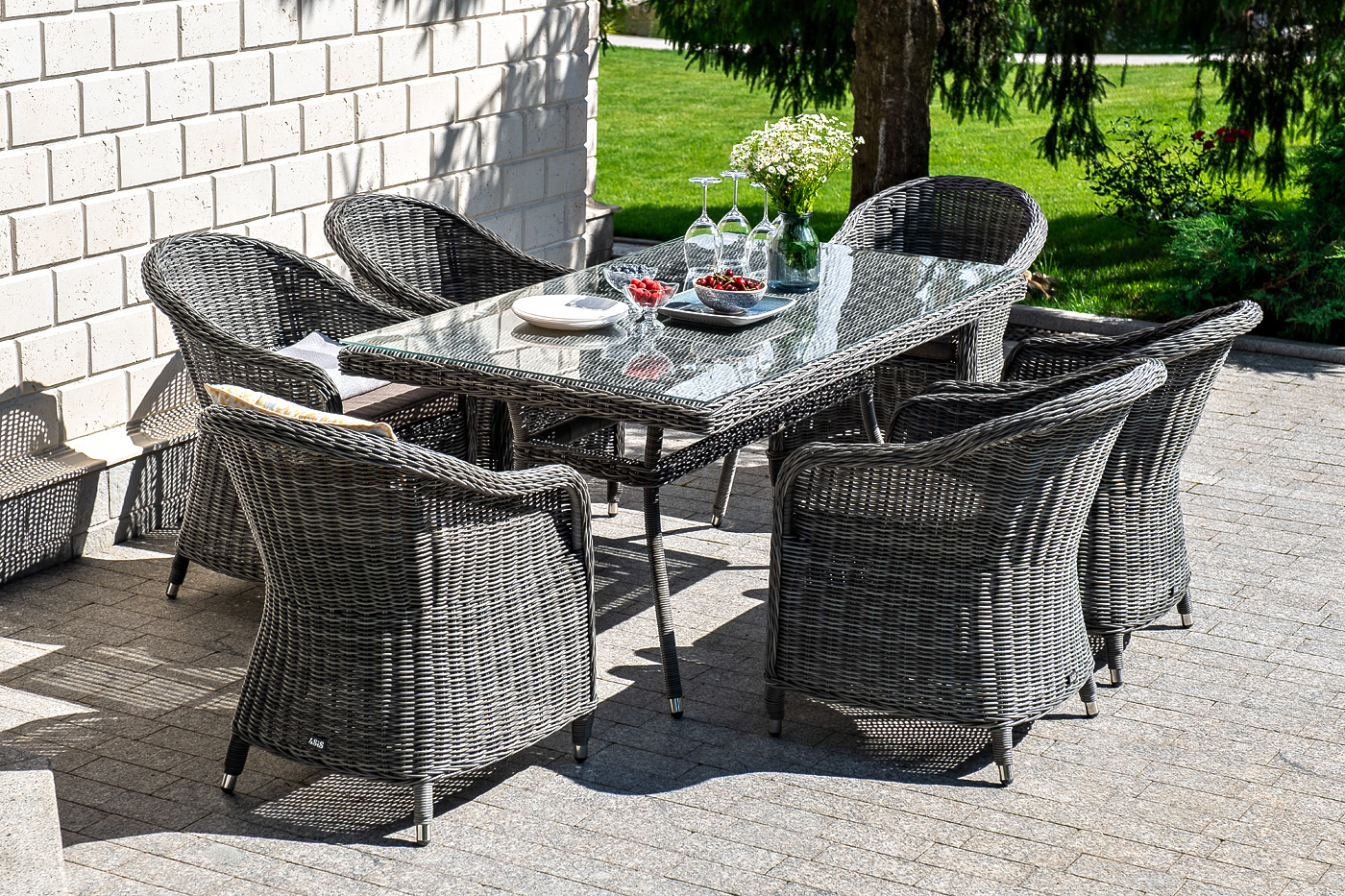 фото "равенна" плетеное кресло из искусственного ротанга, цвет графит