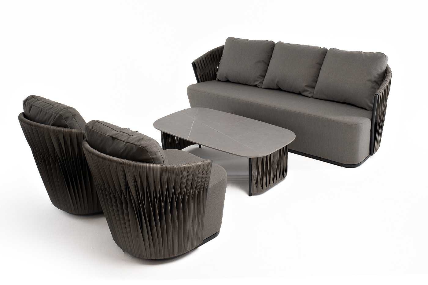 фото "флоренция" лаунж-зона из искусственного ротанга, цвет графит (к)