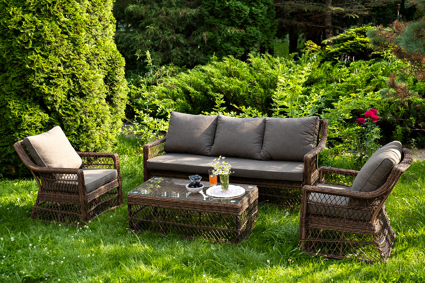 фото "гранд латте" лаунж-зона из искусственного ротанга, цвет коричневый