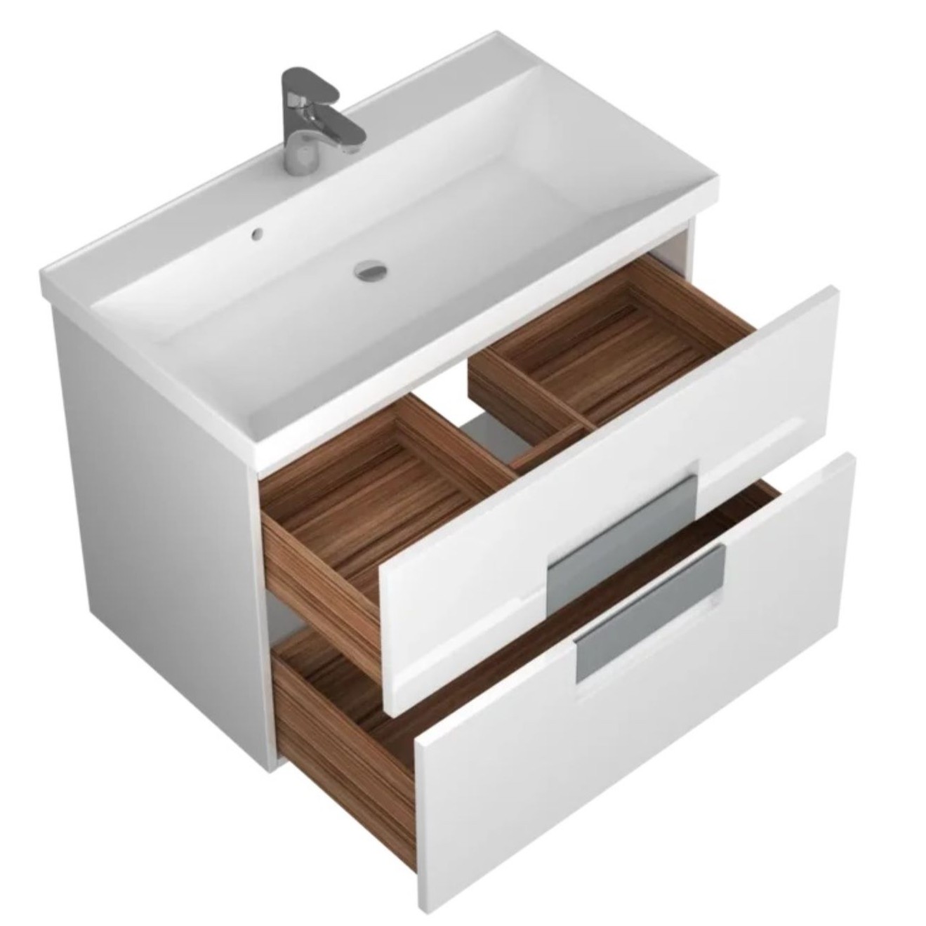 фото тумба с 2 ящ. vetro 80 с раковиной, белая