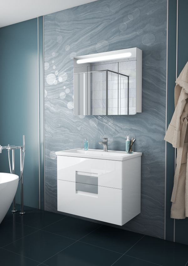 фото тумба с 2 ящ. vetro 80 с раковиной, белая