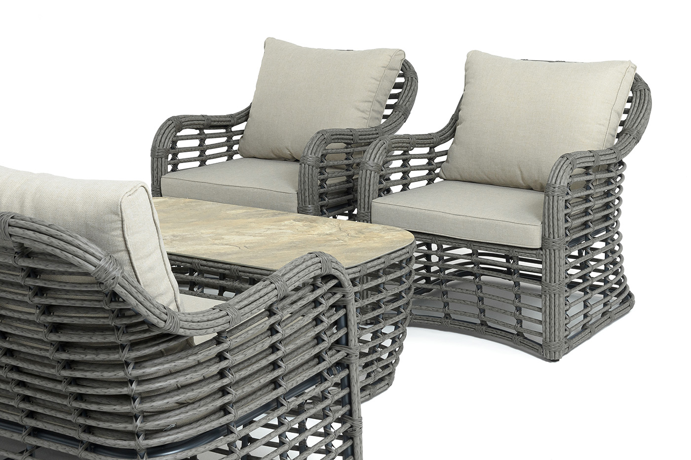 фото "ницца" лаунж-зона из искусственного ротанга, цвет бронзовый