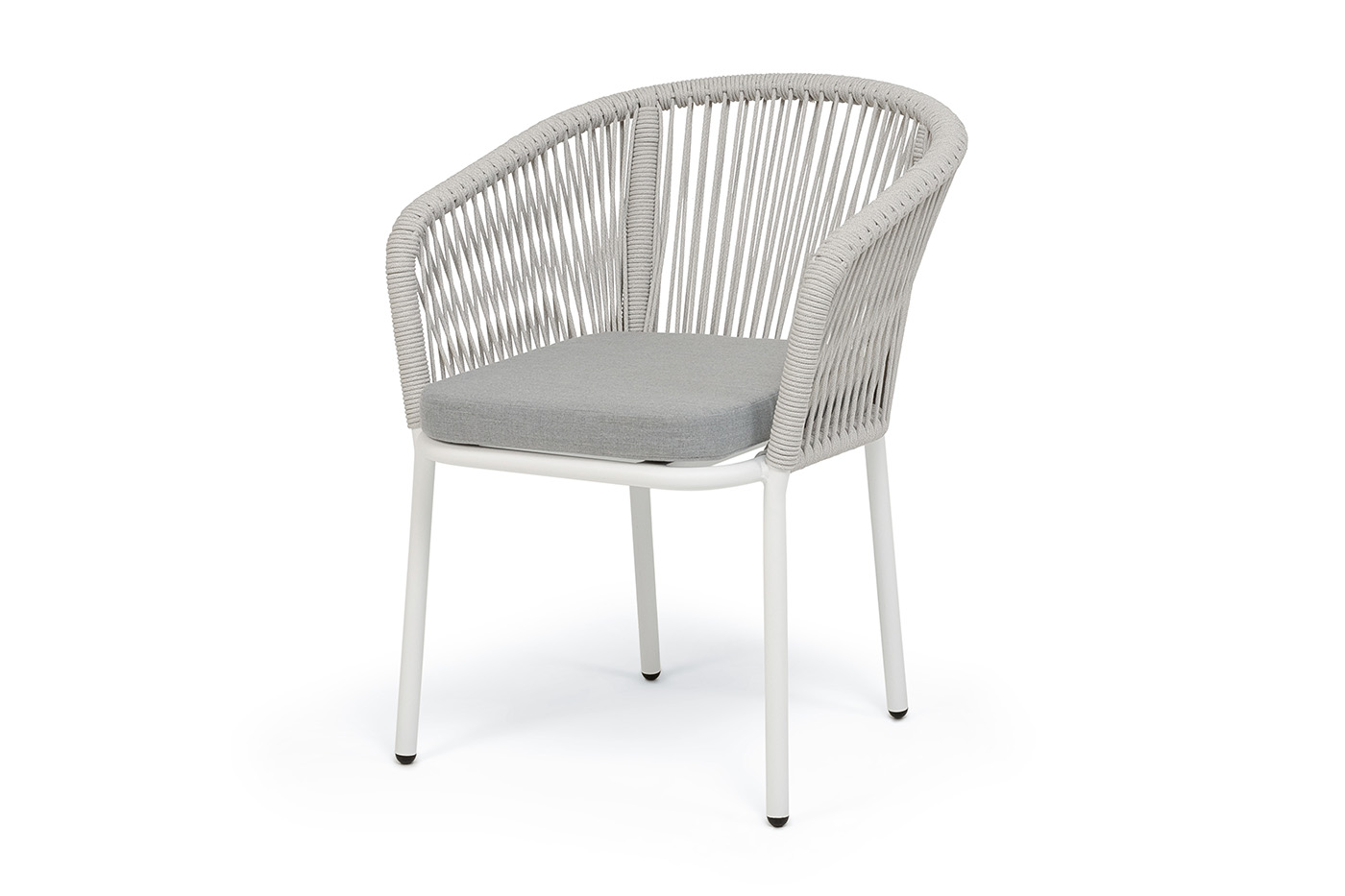 "Марсель" стул плетеный из роупа, каркас алюминий белый муар, роуп светло-серый меланж круглый tex, ткань светло-серая фото "марсель" стул плетеный из роупа, каркас алюминий белый муар, роуп светло-серый меланж круглый tex, ткань светло-серая
