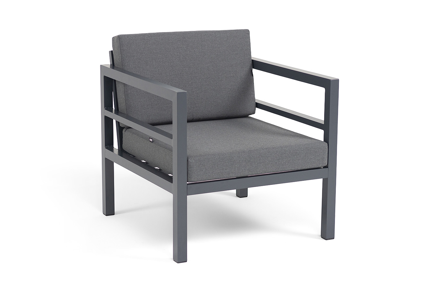 фото "эстелья" кресло, каркас алюминий темно-серый (ral7024) муар, ткань темно-серая 027