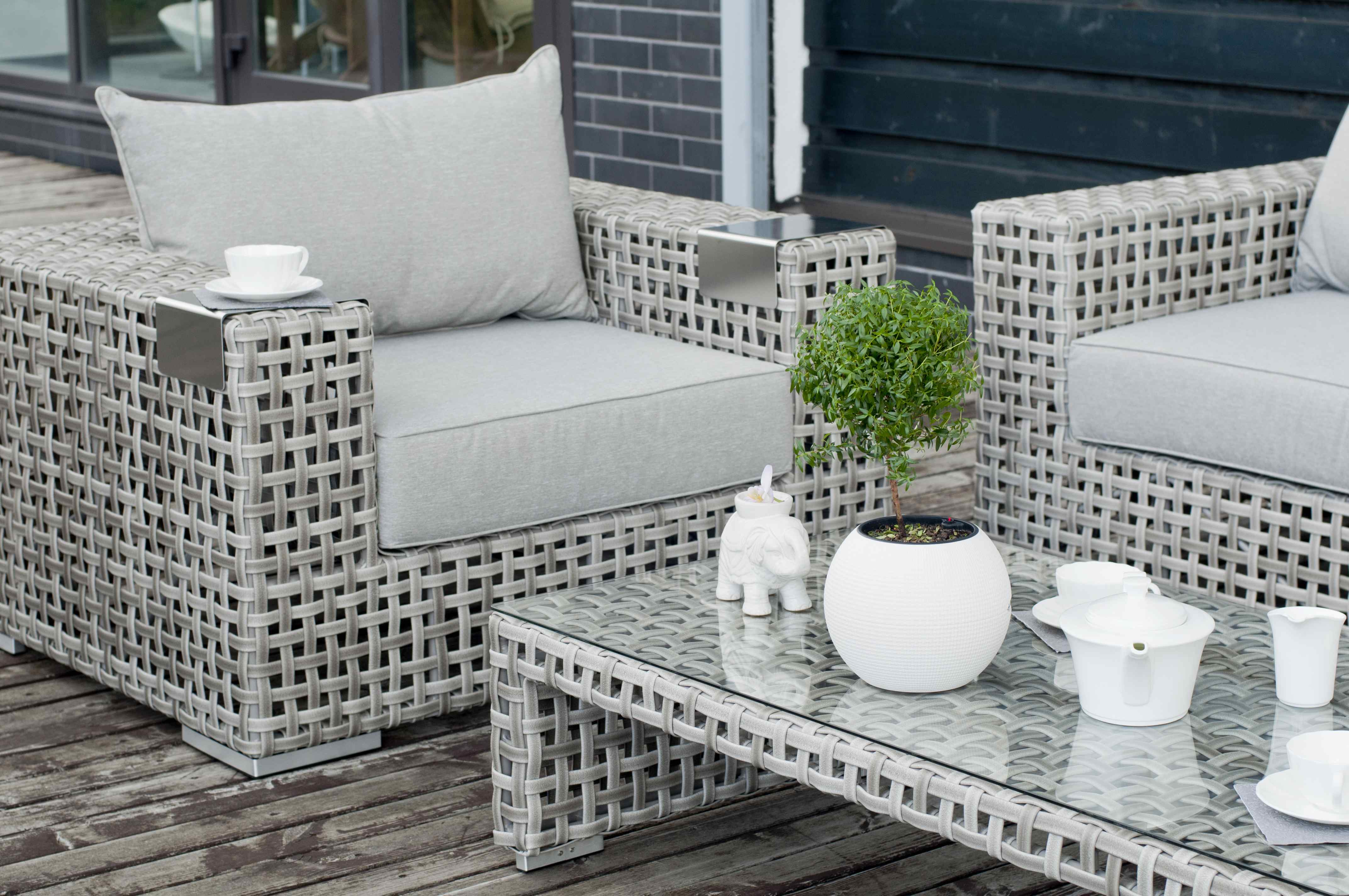 фото "тито" лаунж-зона из искусственного ротанга, цвет серый (к)