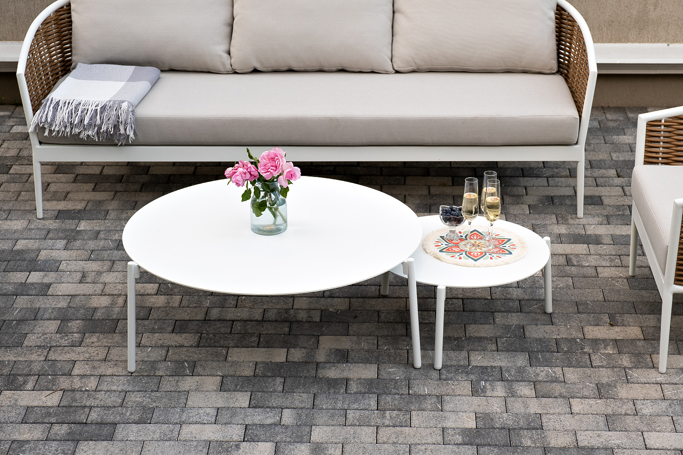 фото "тоскана" лаунж-зона из искусственного ротанга, цвет соломенный