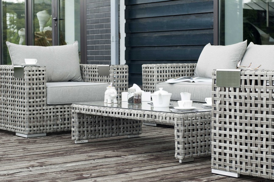 фото "тито" лаунж-зона из искусственного ротанга, цвет серый (к)