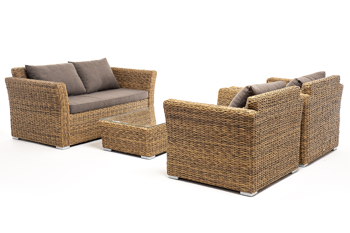 фото "капучино сингл" лаунж-зона из искусственного ротанга (гиацинт), цвет соломенный