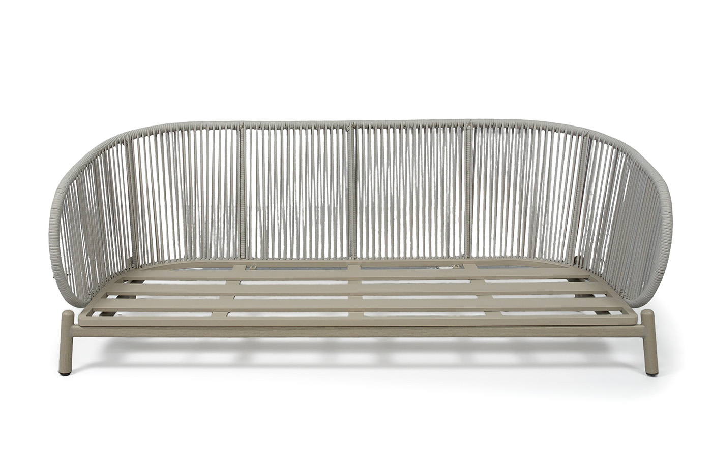 фото "прато" диван трехместный из искусственного ротанга, цвет светло-серый, каркас под дерево (холодно-бежевый)