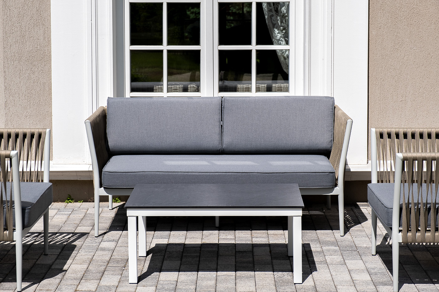 фото "касабланка" лаунж-зона плетеная из роупа 4-местная, цвет серый