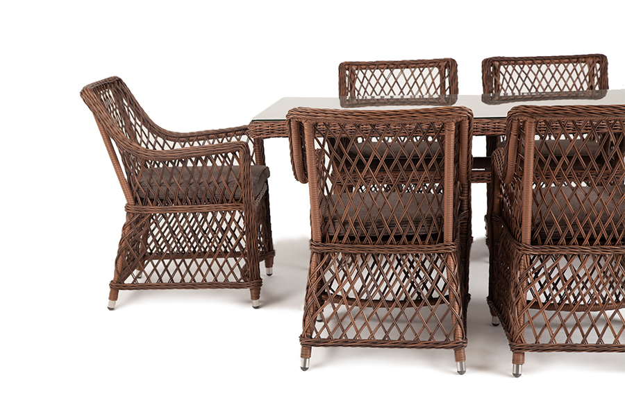 фото "латте" обеденная группа плетеная, цвет коричневый