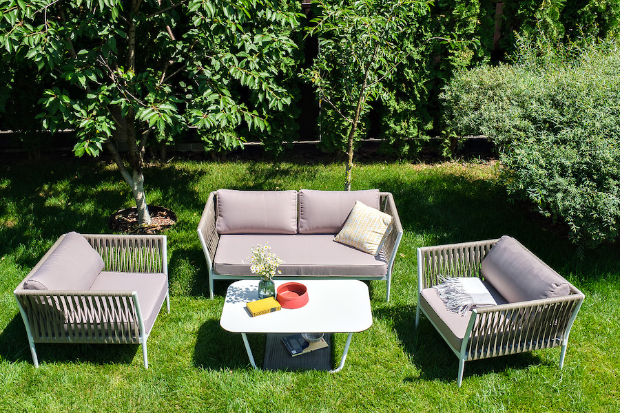 фото "касабланка" лаунж-зона плетеная из роупа 4-местная, цвет серо-коричневый