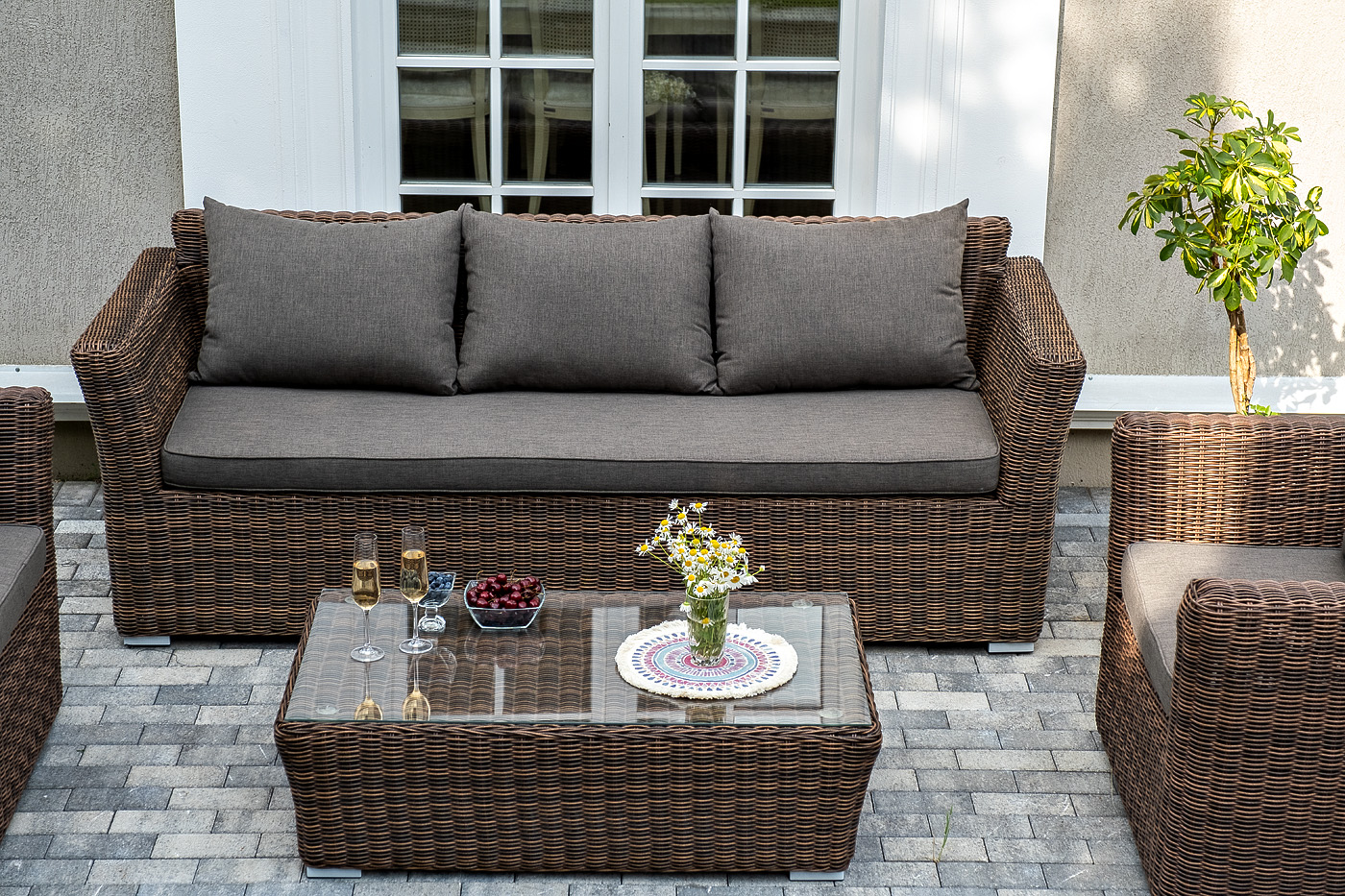 фото "капучино" лаунж-зона из искусственного ротанга, цвет коричневый