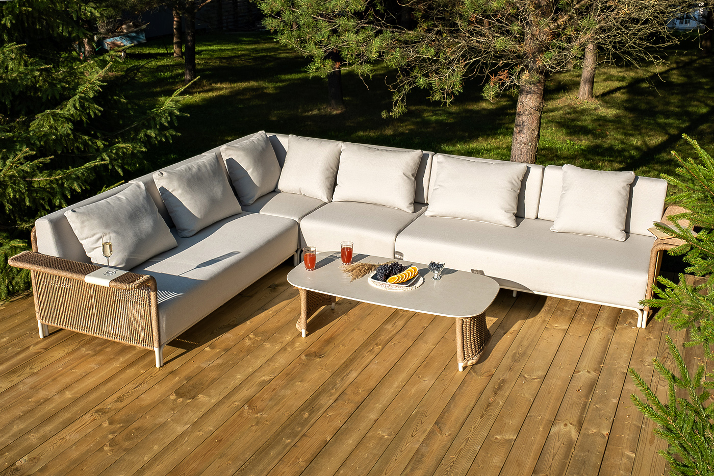 фото "мальдивы" трансформирующаяся лаунж-зона из искусственного ротанга, цвет соломенный