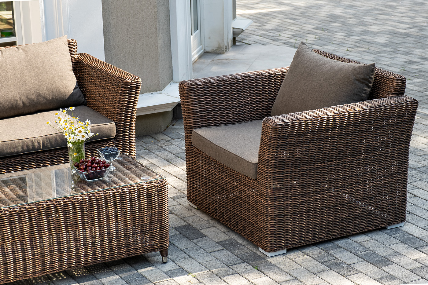 фото "капучино сингл" лаунж-зона из искусственного ротанга, цвет коричневый