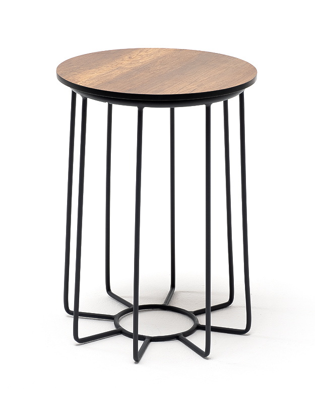 фото "эквадор" журнальный стол из hpl круглый ø40 h55, каркас из алюминия темно-серый (ral 7024) муар, цвет столешницы "дуб"