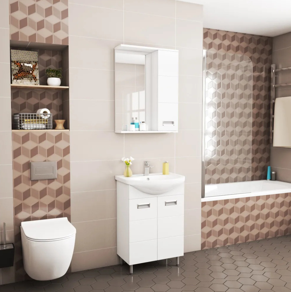 фото тумба под умывальник с раковиной рейн 55