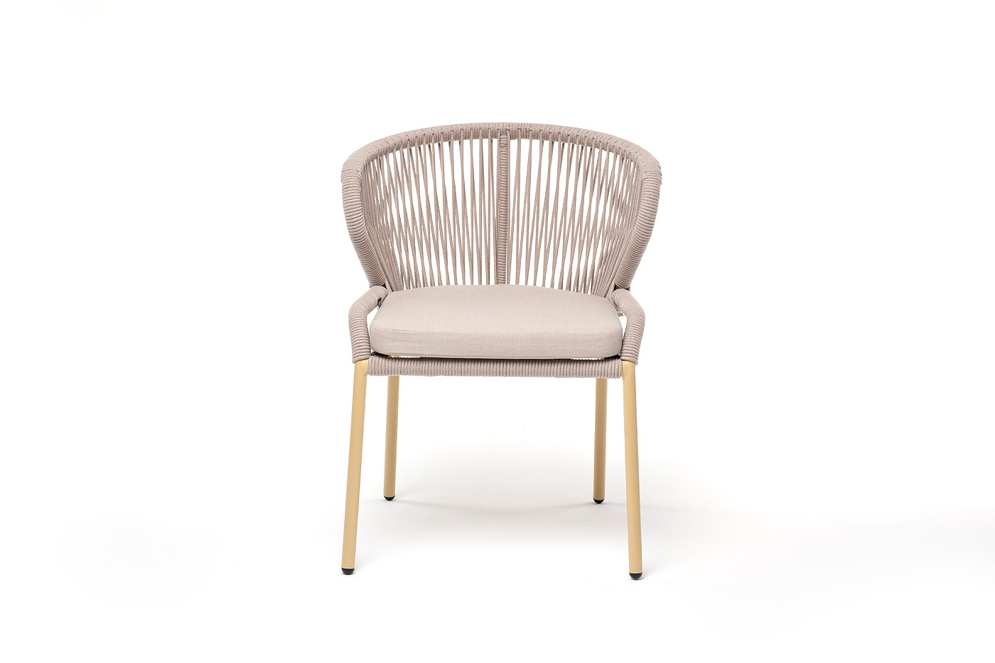 фото "милан" стул плетеный из роупа, каркас алюминий (ral1001), роуп бежевый круглый, ткань бежевая