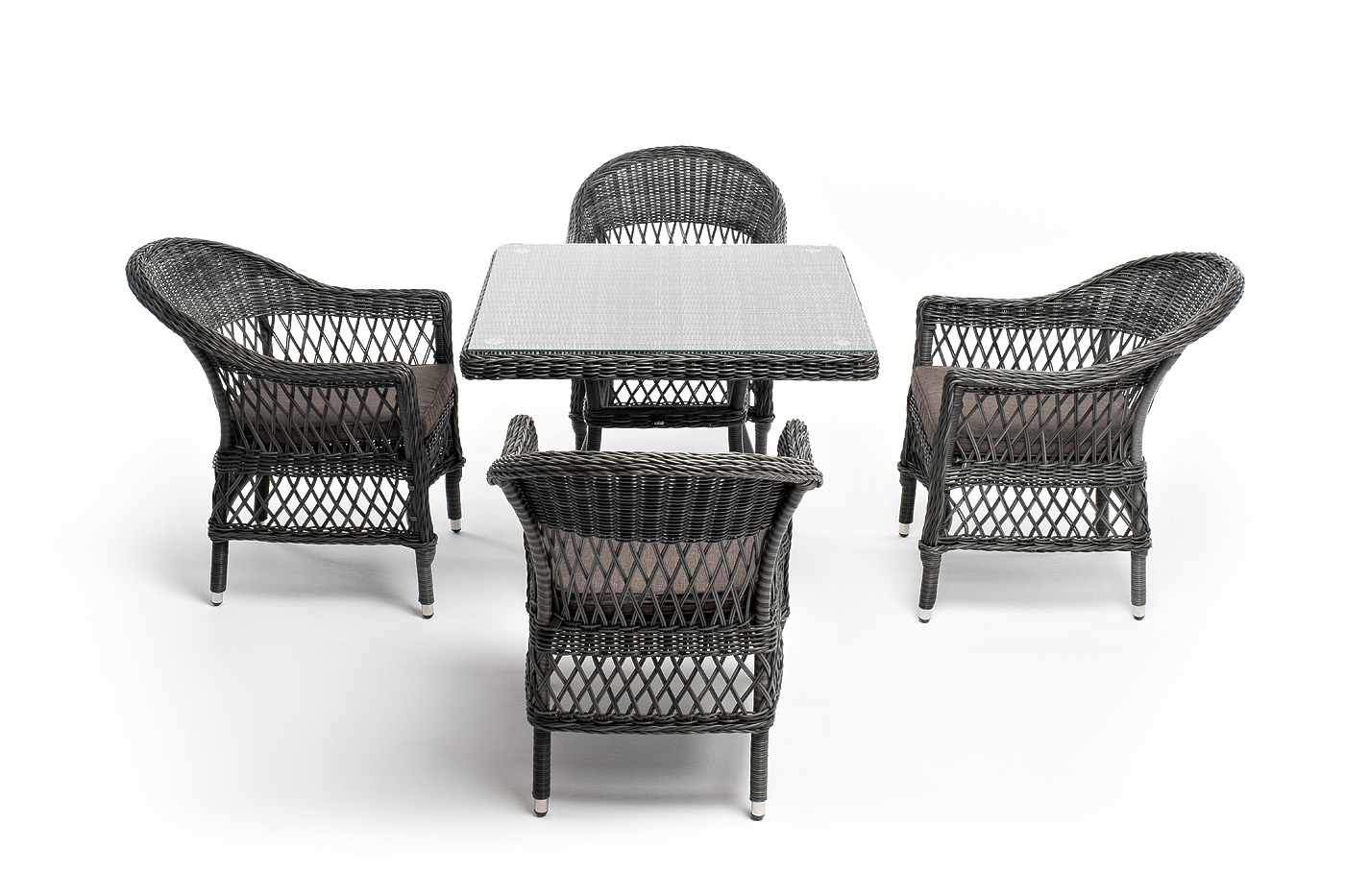 фото "сицилия" обеденная группа плетеная, цвет графит