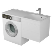 Тумба с 2-мя ящ. и раковиной под стиральную машину Nera 55, белая