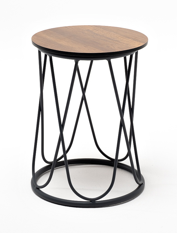 фото "перу" журнальный стол из hpl круглый ø40 h55, каркас из алюминия темно-серый (ral 7024) муар, цвет столешницы "дуб"