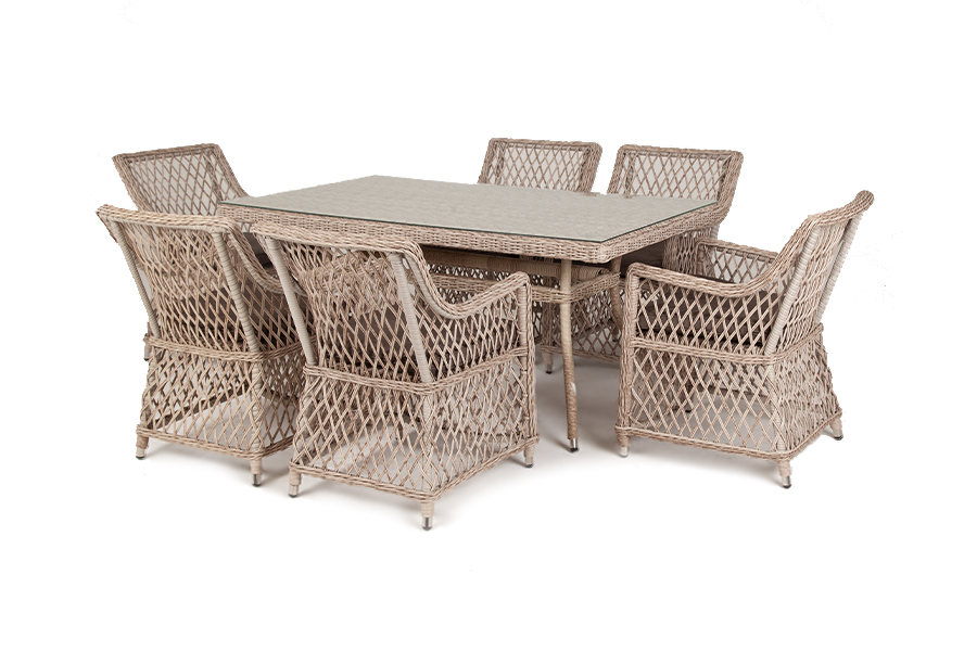 фото "латте" обеденная группа плетеная, цвет бежевый