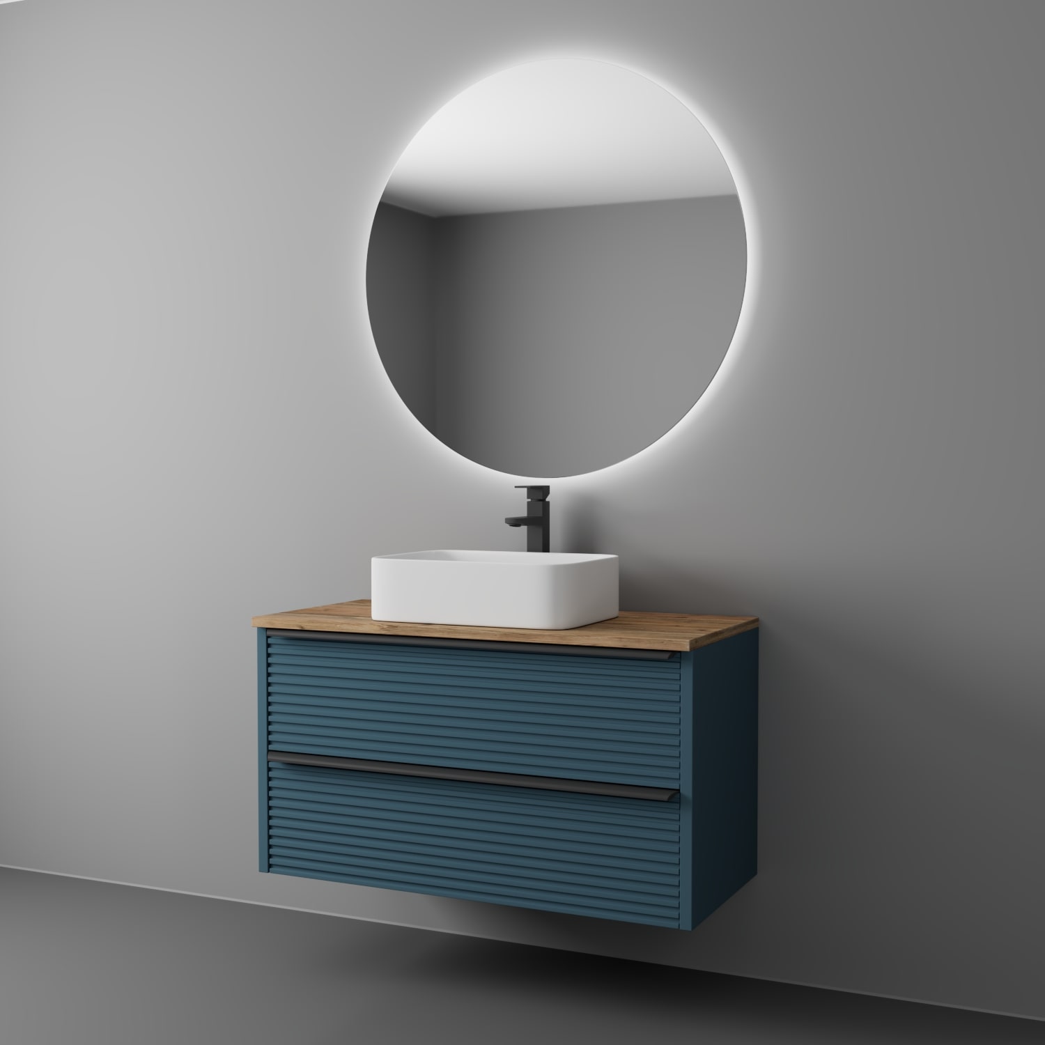 фото тумба torno 105 с накладной раковиной, сине-зеленый матовый