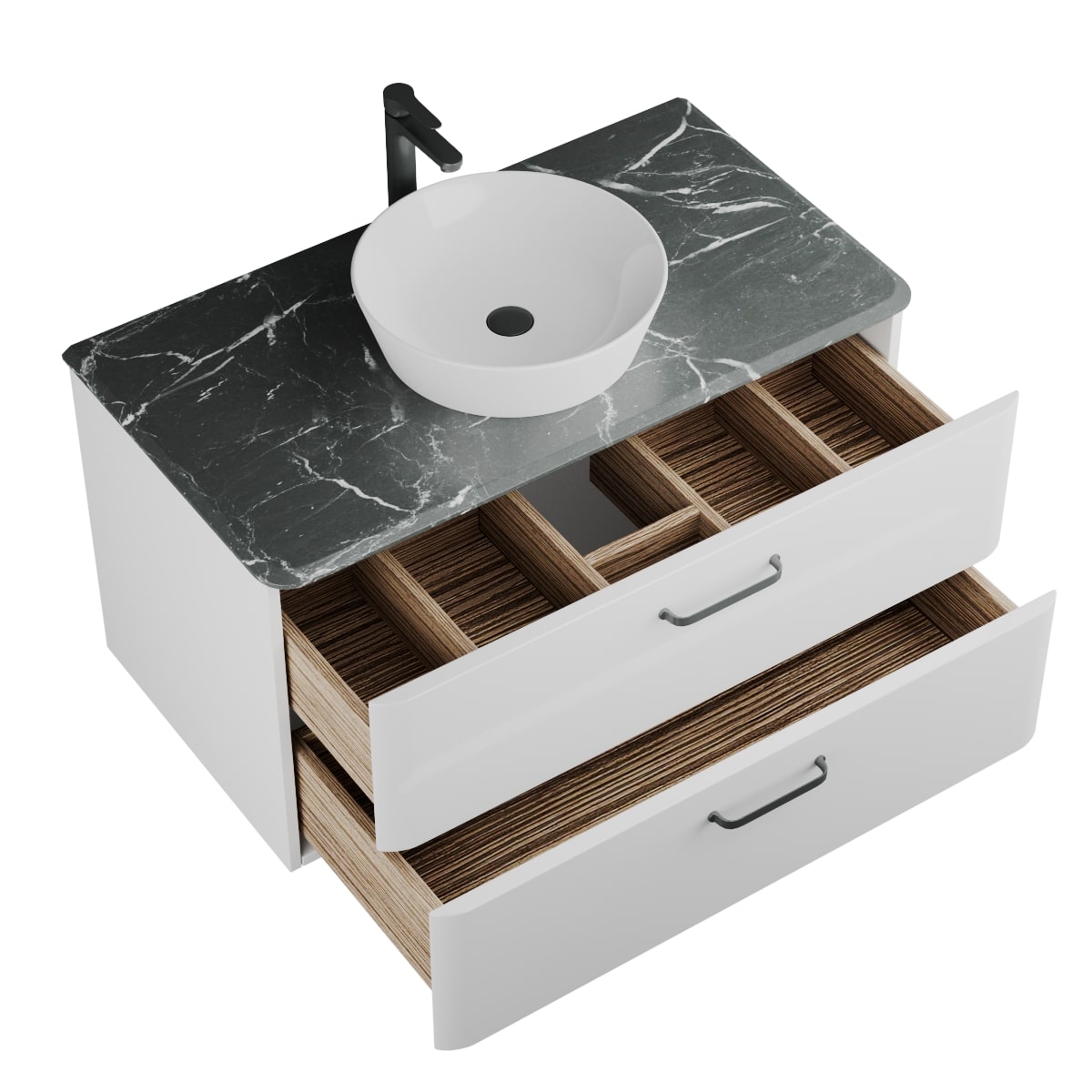 фото тумба под умывальник tibr 100 со столешницей и раковиной, белый