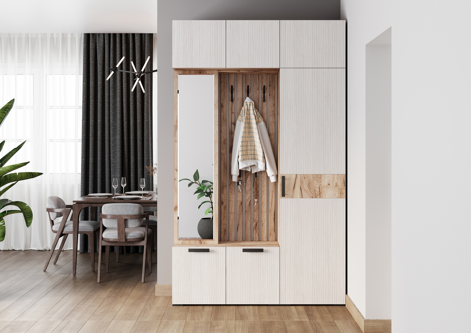 Секция с вешалками и обувницей ПБ-03 Берта 