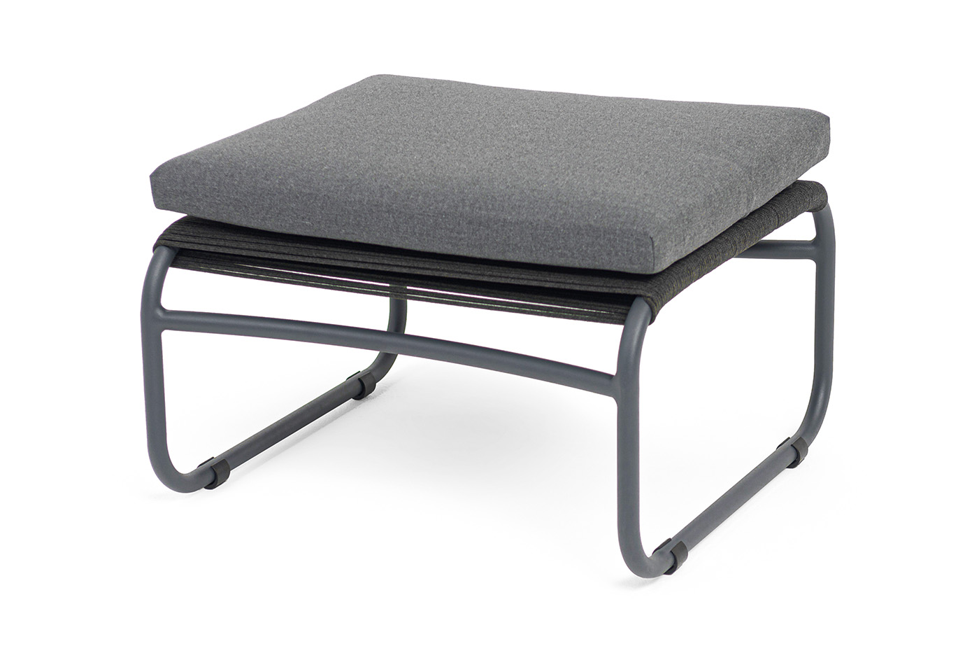 фото "ането" пуф плетеный из роупа, каркас алюминий темно-серый (ral7024) муар, роуп темно-серый круглый