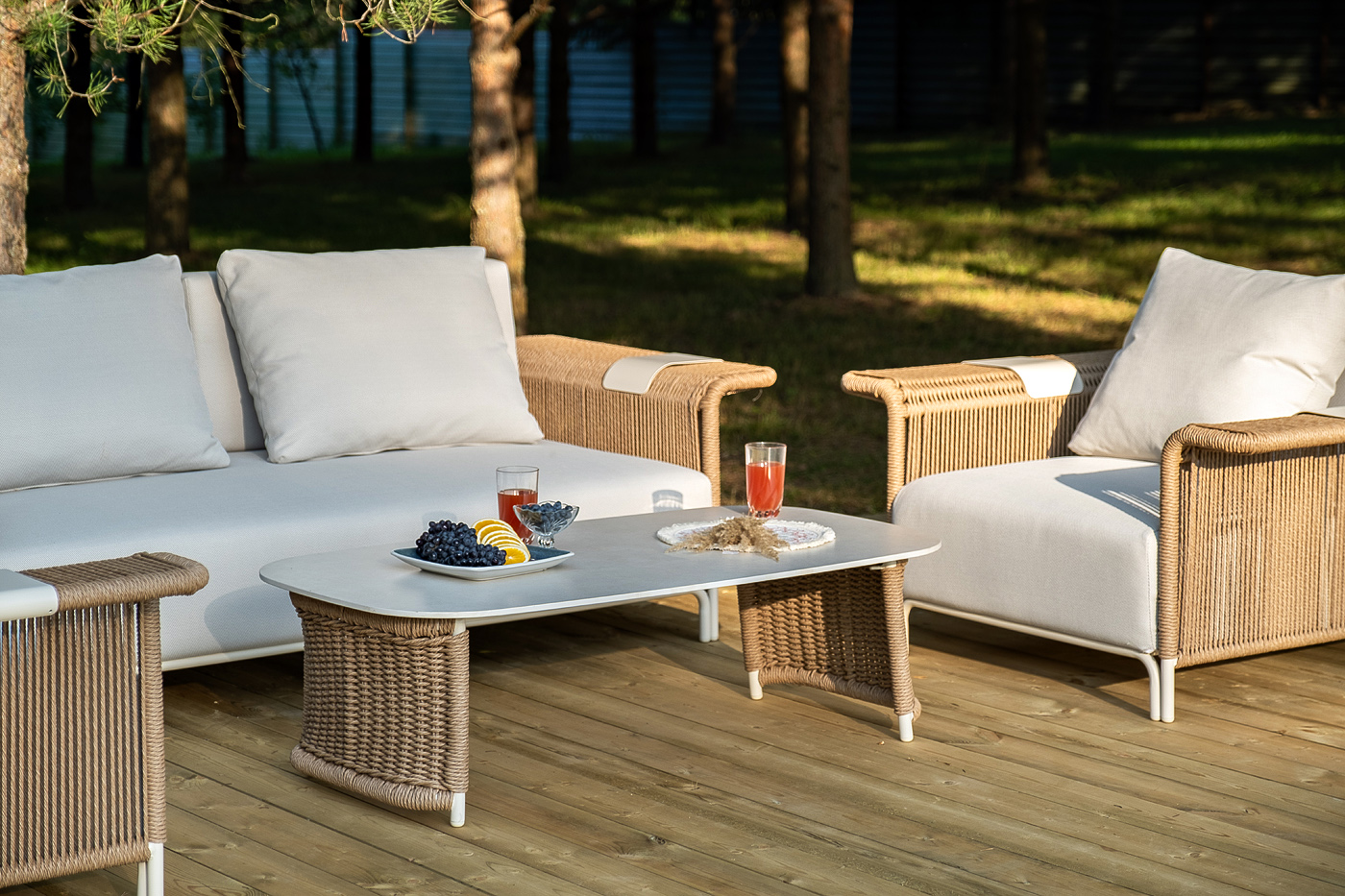 фото "мальдивы" лаунж-зона из искусственного ротанга, цвет соломенный (к)