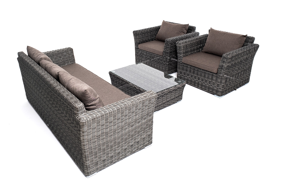 фото "капучино" лаунж-зона из искусственного ротанга, цвет графит