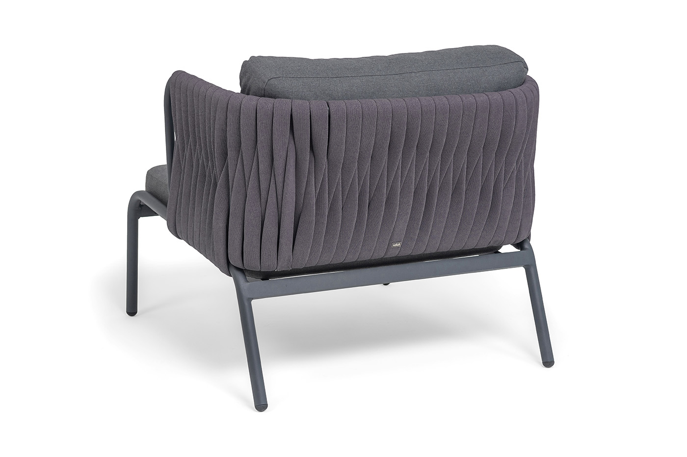 фото "ронда" кресло плетеное из роупа, каркас алюминий темно-серый (ral7024) муар, роуп серый 40 мм tex, ткань темно-серая 027