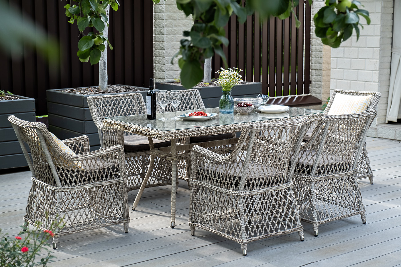 фото "латте" плетеный стол из искусственного ротанга 160х90см, цвет бежевый