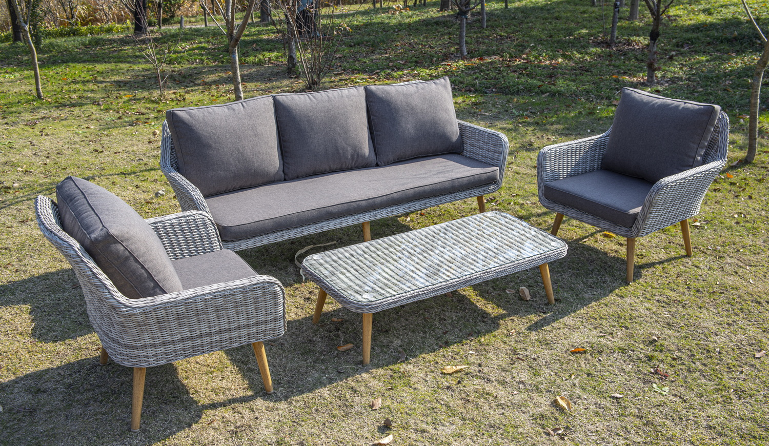 фото "прованс" диван из искусственного ротанга трехместный, цвет бежевый