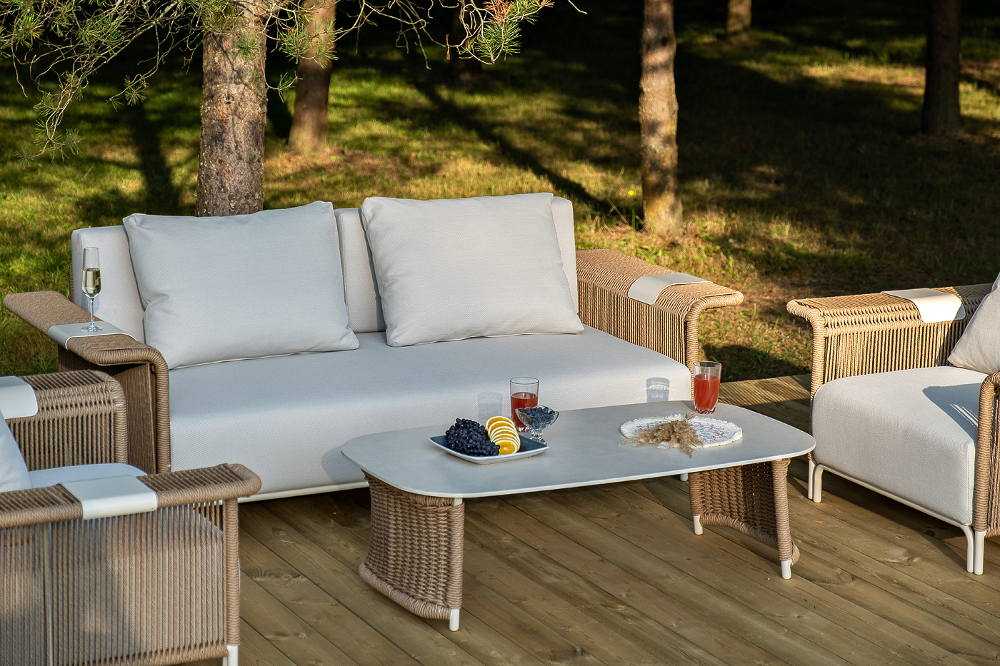 фото "мальдивы" лаунж-зона из искусственного ротанга, цвет соломенный (к)