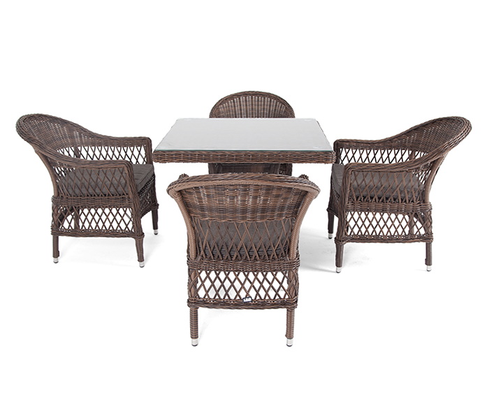 фото "сицилия" обеденная группа плетеная, цвет коричневый