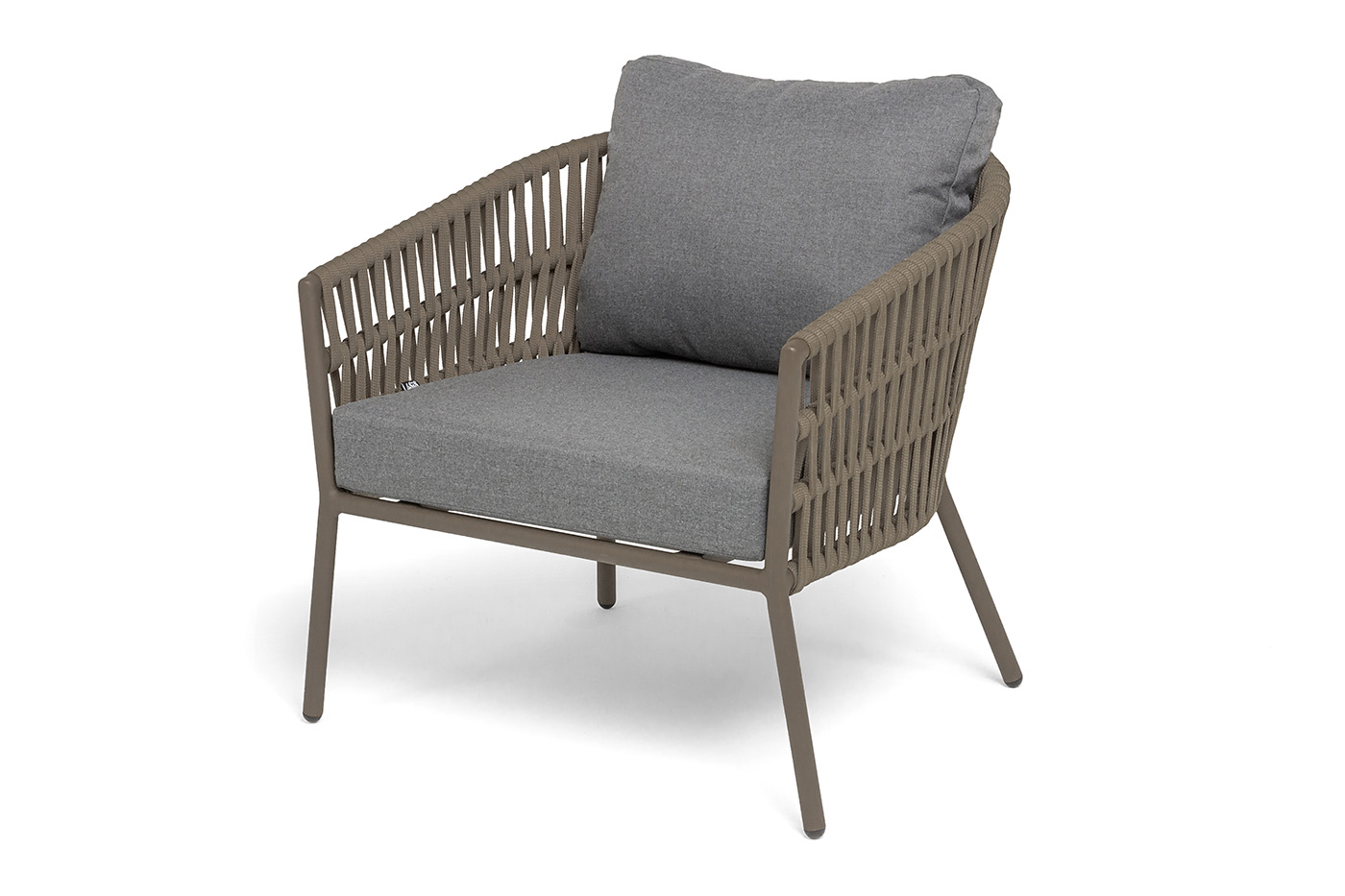 фото "комо" лаунж-зона 4-местная плетеная из роупа (веревки), каркас алюминиевый бежево-серый, роуп серо-коричневый