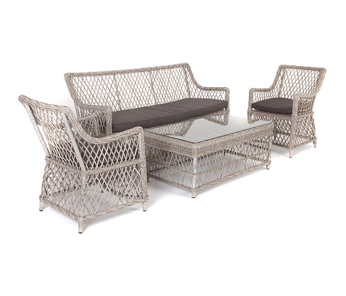 фото "асти" лаунж-зона из искусственного ротанга на 4 персоны, цвет бежевый