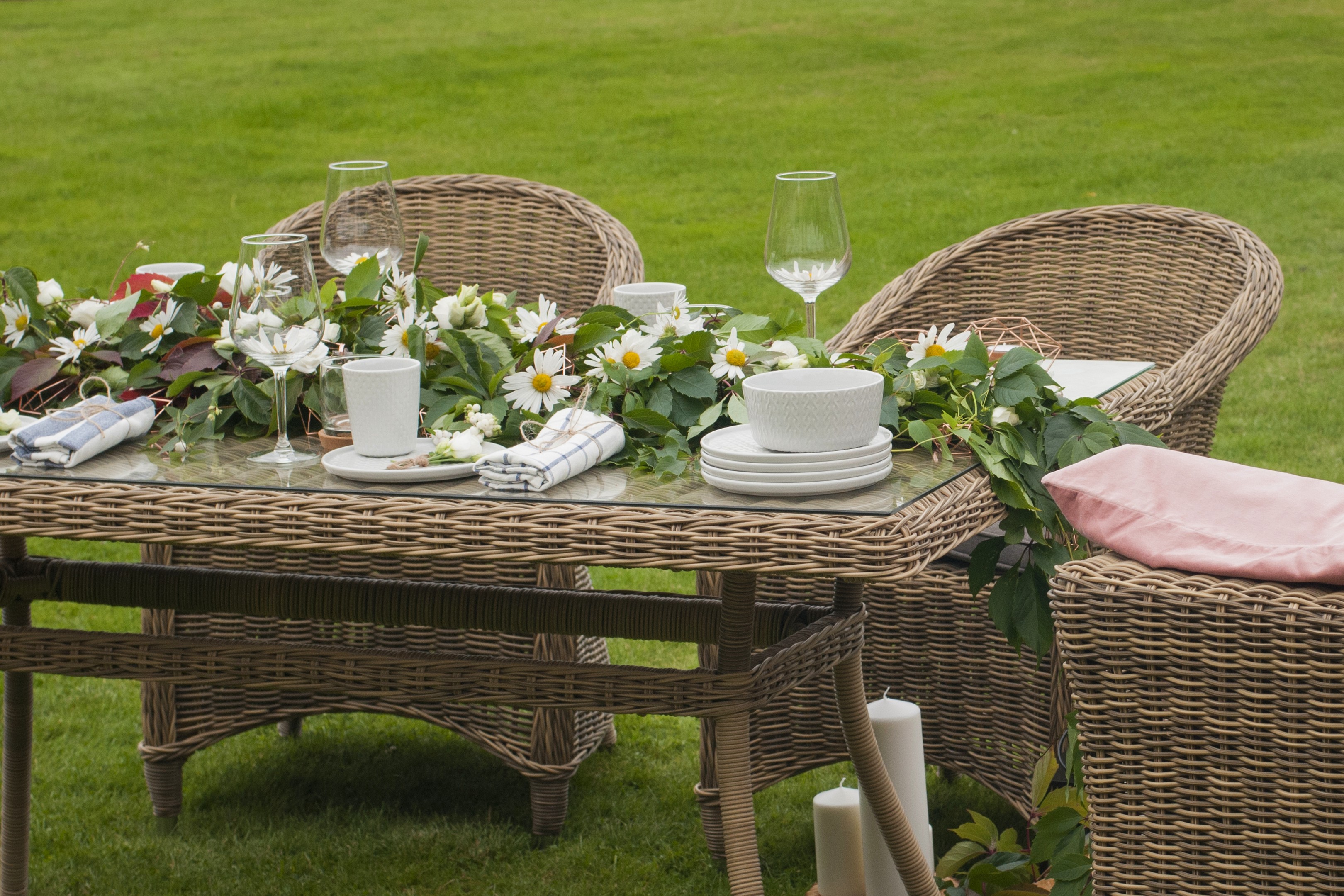 фото "латте" плетеный стол из искусственного ротанга 160х90см, цвет соломенный